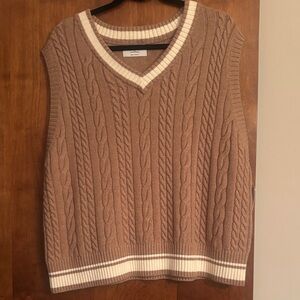 Cable Knit V-Neck Sweater Vest